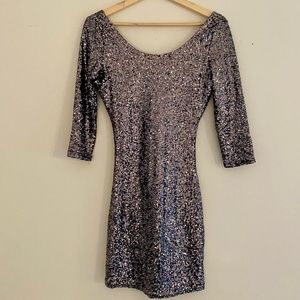 Silver Sequin Mini Dress